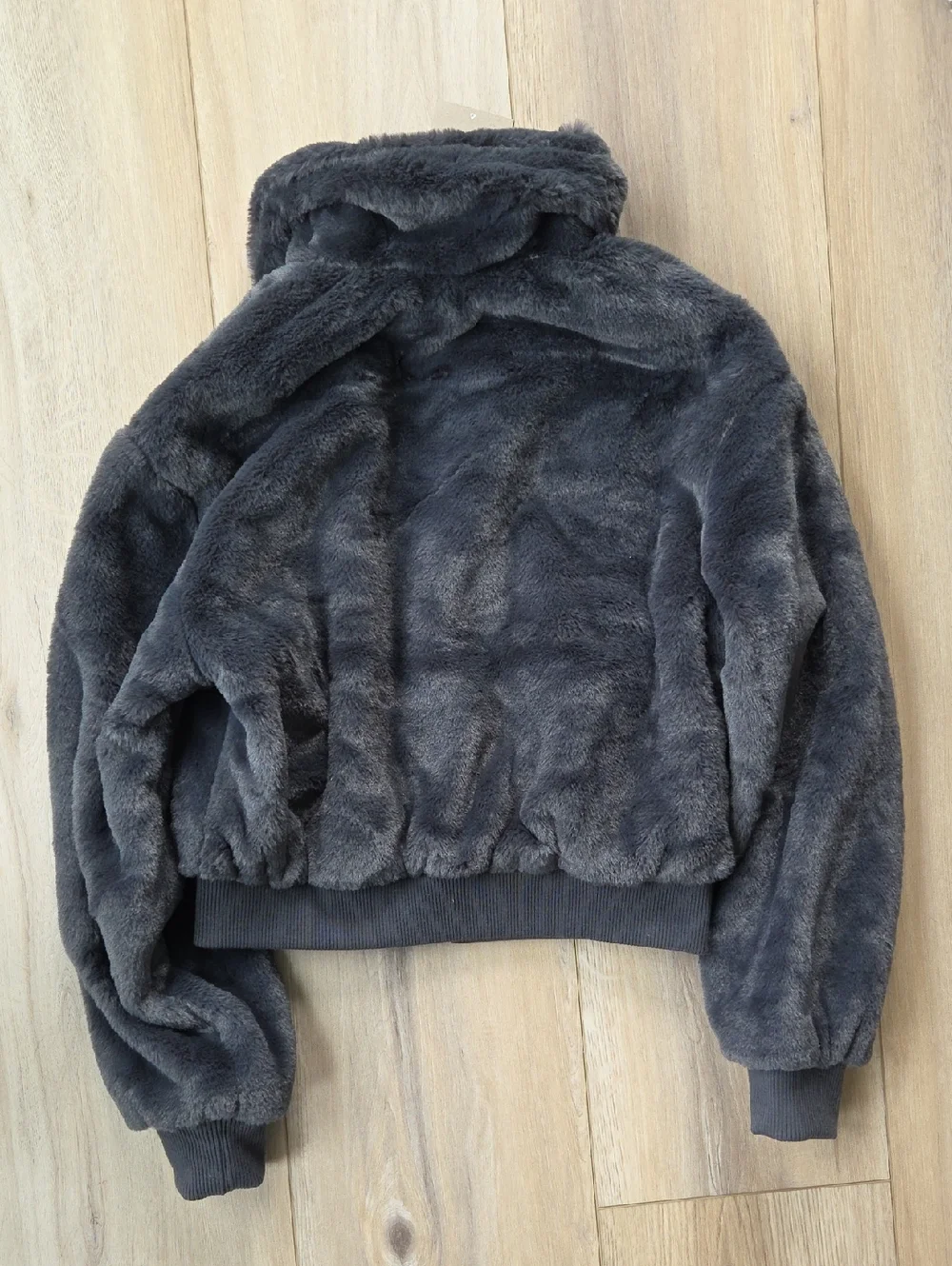 Thread & Supply Charcoal Fuzzy Zip Jacket XS New
